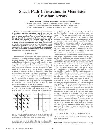 Sneak-Path Constraints in Memristor Crossbar Arrays