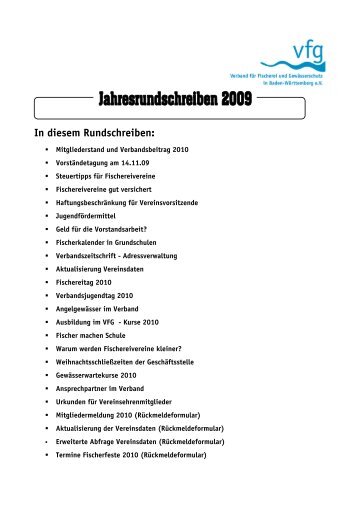 In diesem Rundschreiben: - VFG