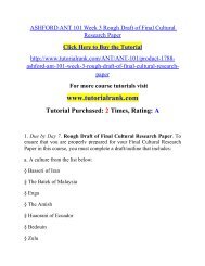ASHFORD ANT 101 Week 3 Rough Draft of Final Cultural Research Paper /TutorialRank