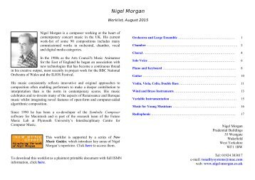 Nigel Morgan - Worklist, August 2015