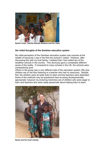 CASE STUDY Sarah Hanley - EYPS at Oxford Brookes Her trip to Gambia