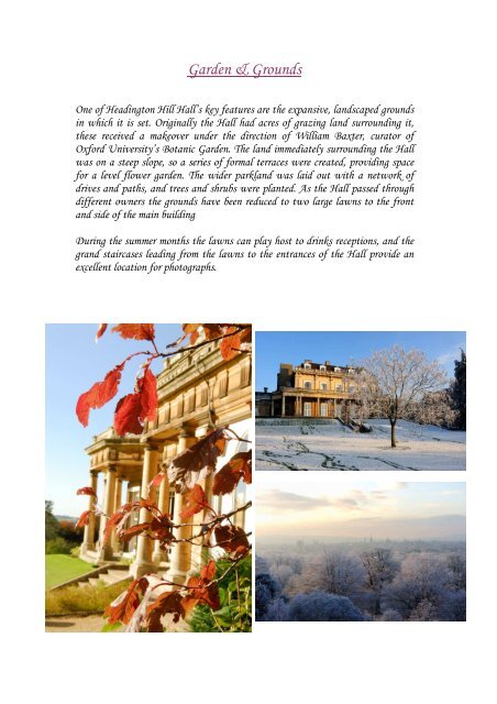 Headington Hill Hall Reception Brochure 2011