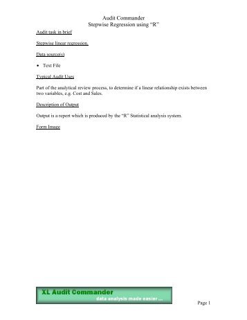 Audit Commander Stepwise Regression using “R”