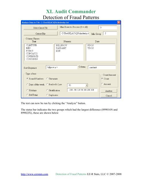 Detection using the XL Audit Commander