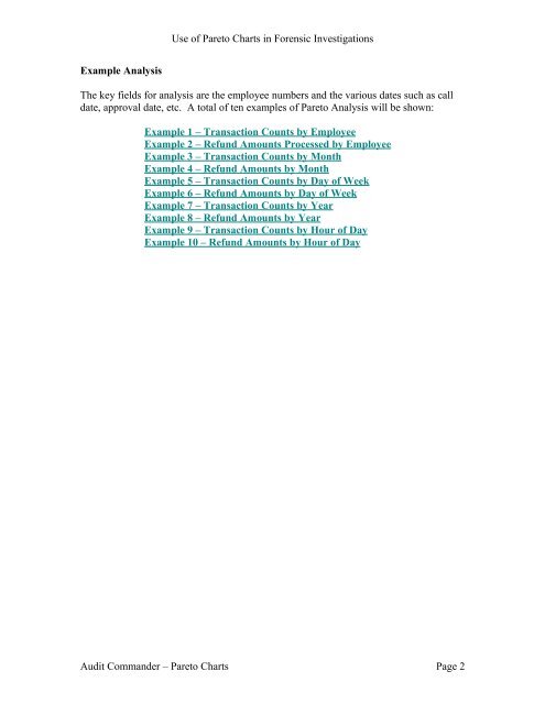 Using Pareto Charts in Forensic Audits - EZ-R Stats, LLC