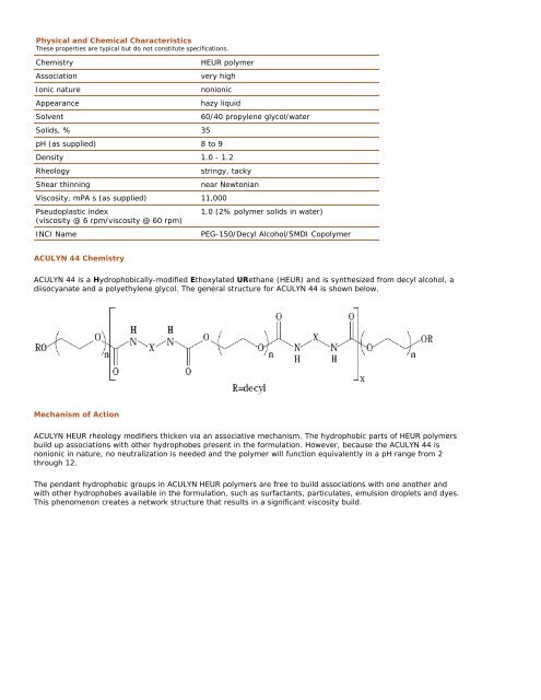 ACULYN 44 -- Technical Data Sheet - The Dow Chemical Company