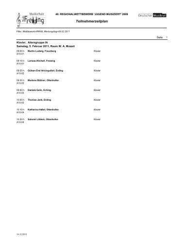 Teilnehmerzeitplan - Musikschule Freising