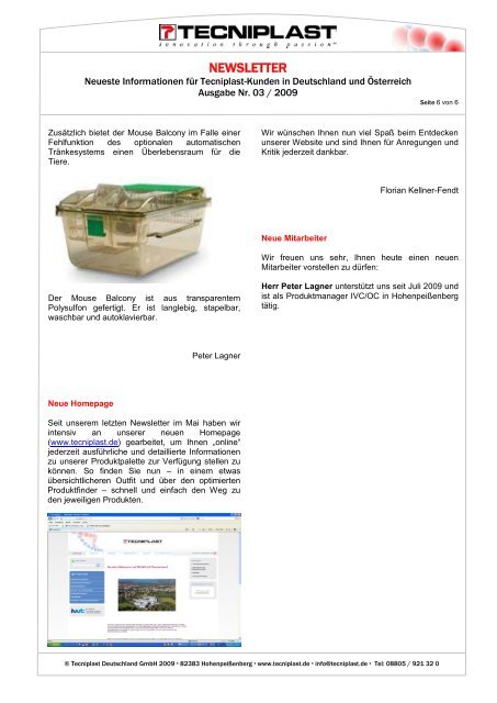 Newsletter 03/09 - Tecniplast Deutschland GmbH