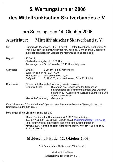 9. Schwäbischer Pokal am 03. Oktober 2006 Beginn: 10.00 ... - DSkV