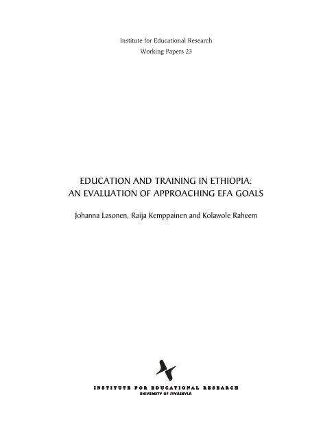 Education and Training in Ethiopia An Evaluation of Approaching EFA Goals