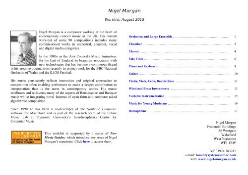 Nigel Morgan - Worklist, 2015