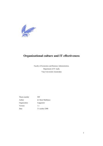 Organizational culture and IT effectiveness