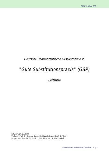 "Gute Substitutionspraxis" (GSP) Leitlinie - DPhG