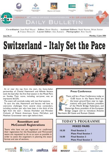Switzerland – Italy Set the Pace