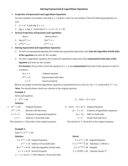 Solving Exponential & Logarithmic Equations  0  ln ln2 3 ln2 3