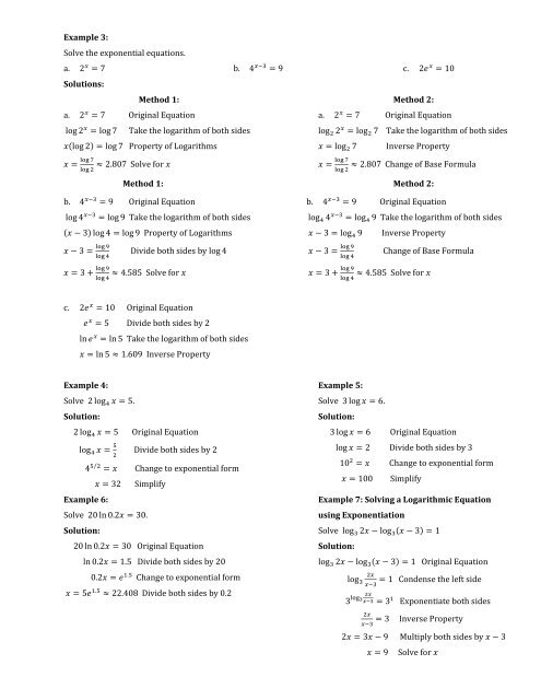 Solving Exponential & Logarithmic Equations  0  ln ln2 3 ln2 3