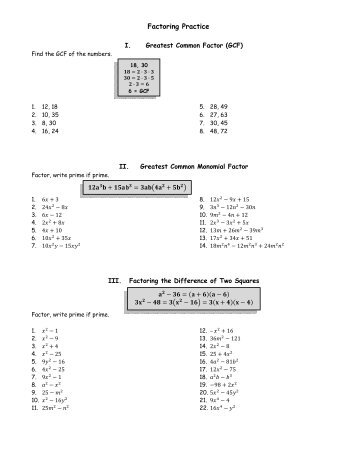 Factoring Practice