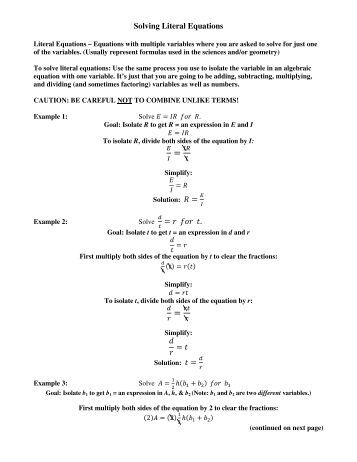 Printables Literal Equations Worksheets literal equations worksheets equation worksheet solve for the indicated