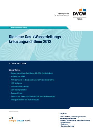 Die neue Gas-/Wasserleitungs- kreuzungsrichtlinie 2012