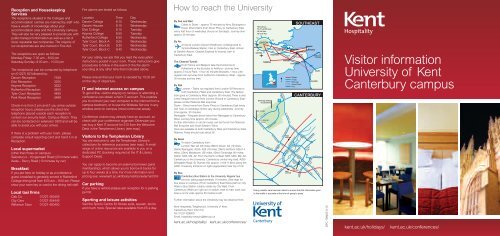 Visitor information University of Kent Canterbury campus