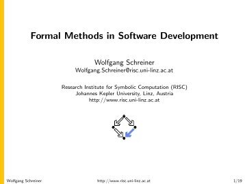 Formal Methods in Software Development - RISC