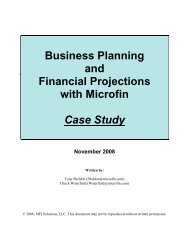 Business Planning and Financial Projections with Microfin Case Study
