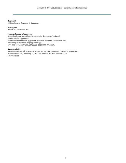 Download oversigt over alle ordretildelinger (.pdf) - Udbudsvagten