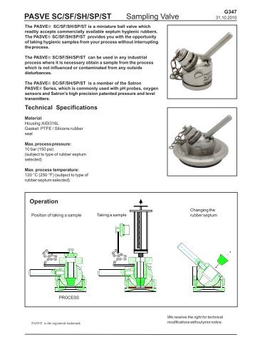 PASVE SC/SF/SH/SP/ST Sampling Valve