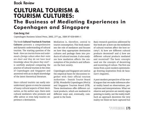 CULTURAL TOURISM & TOURISM CULTURES