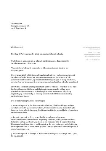 AdvokatrÃ¥det Kronprinsessegade 28 1306 KÃ¸benhavn K Forslag til ...