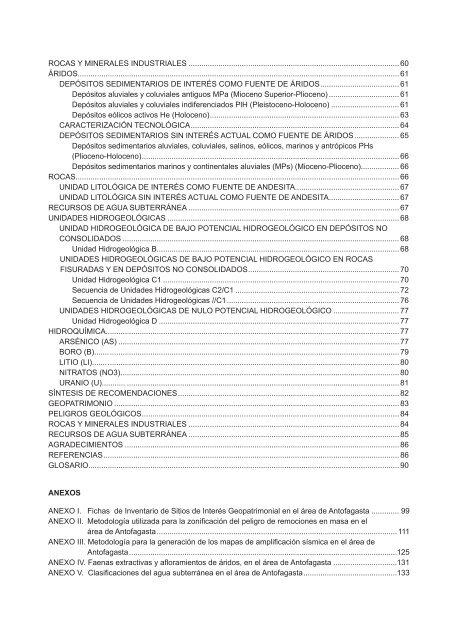 GEOLOGÍA PARA EL ORDENAMIENTO TERRITORIAL ÁREA DE ANTOFAGASTA