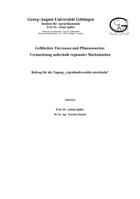 Gefährdete Tierrassen und Pflanzensorten: - Agrobiodiversität ...