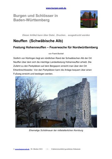 Neuffen (Schwäbische Alb) Festung Hohenneuffen - Burgen-Web.de