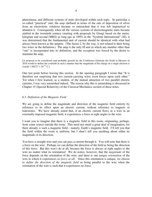 1 CHAPTER 6 MAGNETIC EFFECT OF AN ELECTRIC CURRENT ...