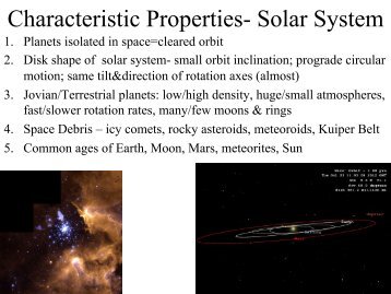 Characteristic Properties- Solar System