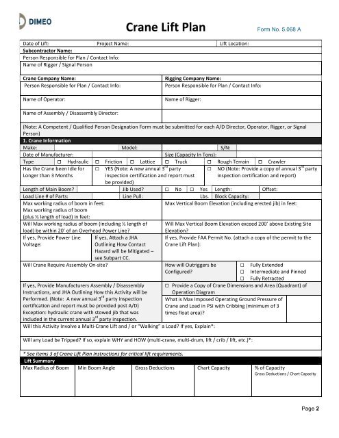 osha crane lifting site plan