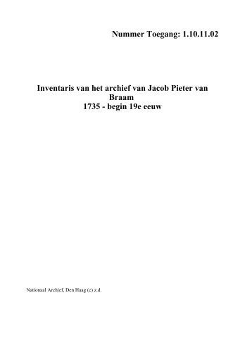 1.10.11.02 Inventaris van het archief van Jacob Pieter van Braam ...