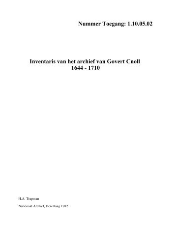 1.10.05.02 Inventaris van het archief van Govert Cnoll 1644 - 1710