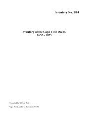 Inventory No 1/84 Inventory of the Cape Title Deeds 1652 - 1825