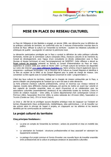 MISE EN PLACE DU RESEAU CULTUREL