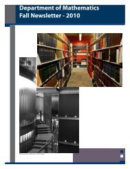 Department of Mathematics Fall Newsletter - 2010r 2010