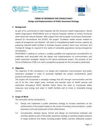 Page | 1 TERMS OF REFERENCE FOR CONSULTANCY Design ...
