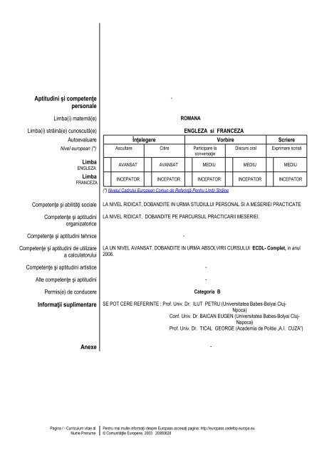 Curriculum vitae Europass