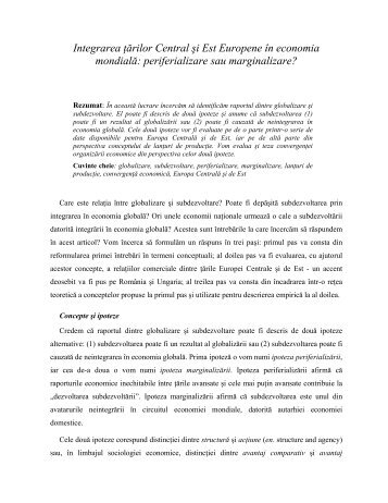 Integrarea Å£Ärilor Central Åi Est Europene Ã®n economia mondialÄ ...