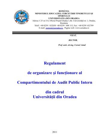 Regulament de organizare Åi funcÅ£ionare al Compartimentului de ...