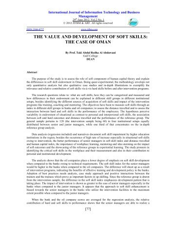 THE VALUE AND DEVELOPMENT OF SOFT SKILLS THE CASE OF OMAN