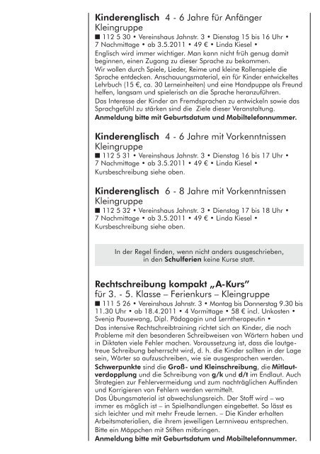 Kursprogramm April - Juli 2011 als PDF - Eschborn K