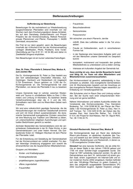 Amtsblatt der Evangelischen Kirche in Hessen und Nassau ...