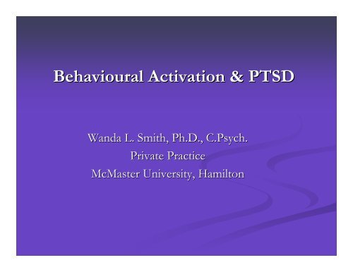 Behavioural Activation & PTSD