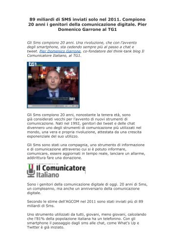 Pier Domenico Garrone al TG1: 89 miliardi di SMS inviati solo nel 2011